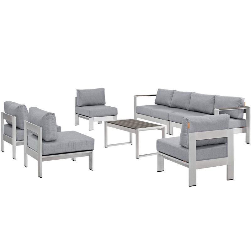Shore Outdoor Patio Collection - Durable Aluminum Frames, Weather Resistant Fabric, 7 Piece Sectional Sofa Set