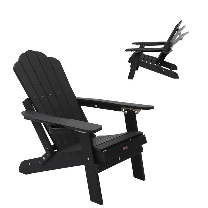 MONDAWE  Outdoor Adjustable Adirondack Chair with Cup Holder Gray
