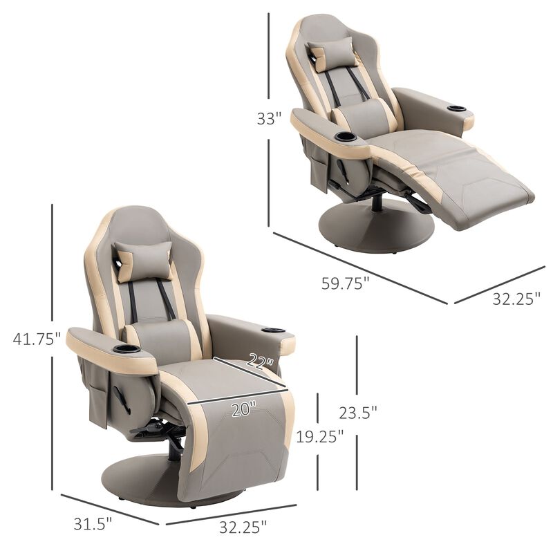 Gray Living Room Comfort: Manual Recliner with Swivel and Cup Holder