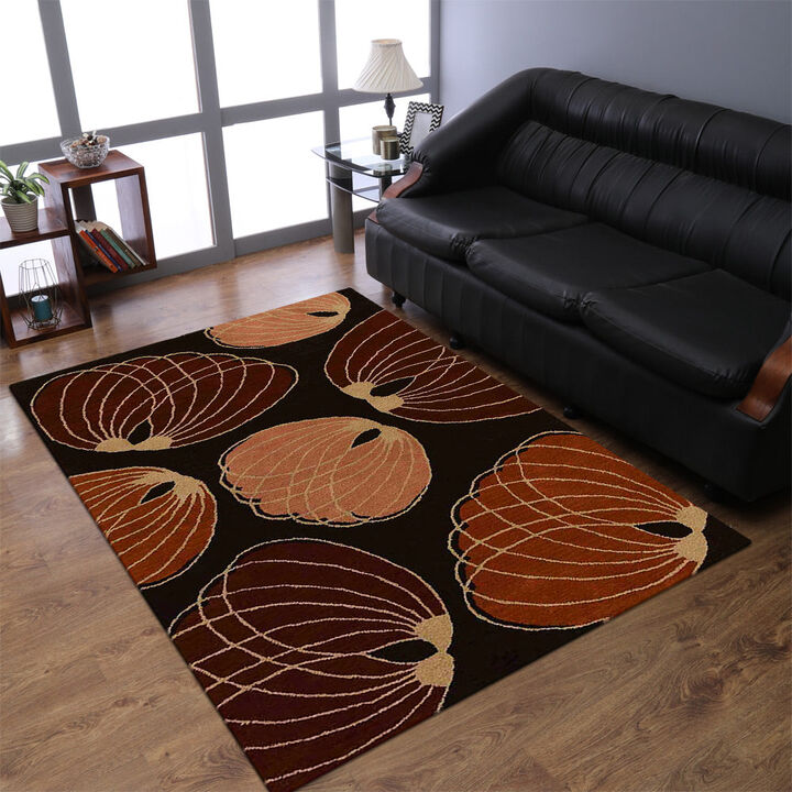 RUGSOTIC CARPETS HAND TUFTED WOOL ECO-FRIENDLY AREA RUGS  - 9'x12', Rectangle Shape, Brown, Contemporary Modern Design, High Pile Thick Handmade Area Rugs for Living Room, Bed Room (K00668)