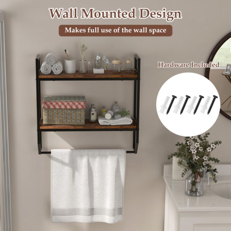 Hivvago Over the Toilet Shelf Wall Mounted with Metal Frame for Bathroom