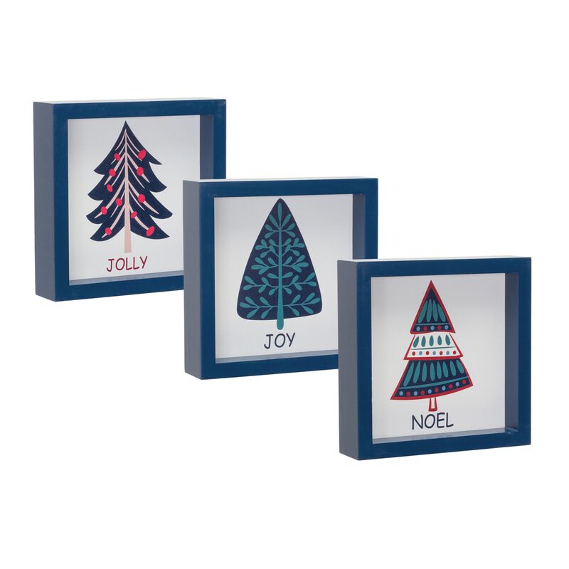Noel, Jolly and Joy Tree Sign (Set of 6)  MDF