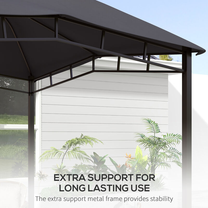 10' x 10' Soft Top Patio Outdoor Canopy Gazebo Tent Steel Fabric Gray
