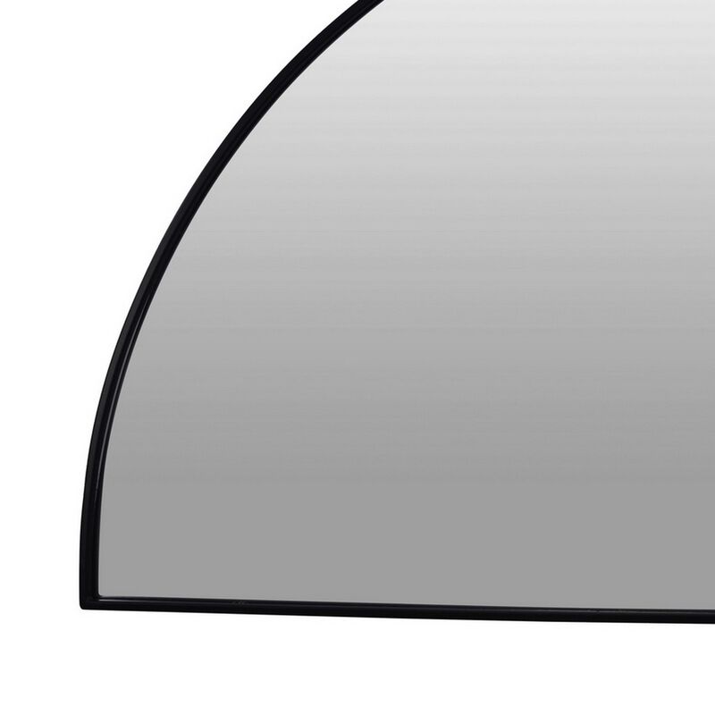 Lima Decorative Wall Mirror, Round Semicircular 30 x 60, Black Frame - Benzara