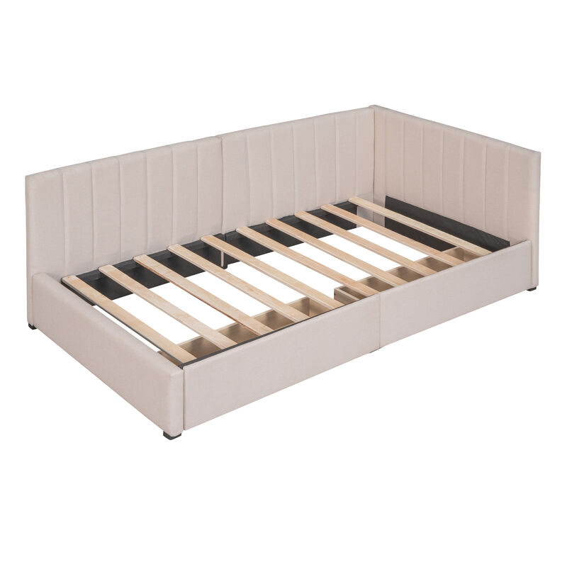 Upholstered Daybed with 2 Storage Drawers