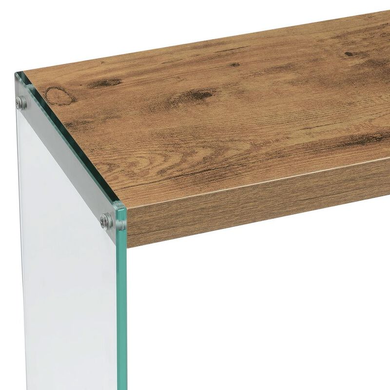Convenience Concepts SoHo V Console Table w/ Shelf, Barnwood/Glass