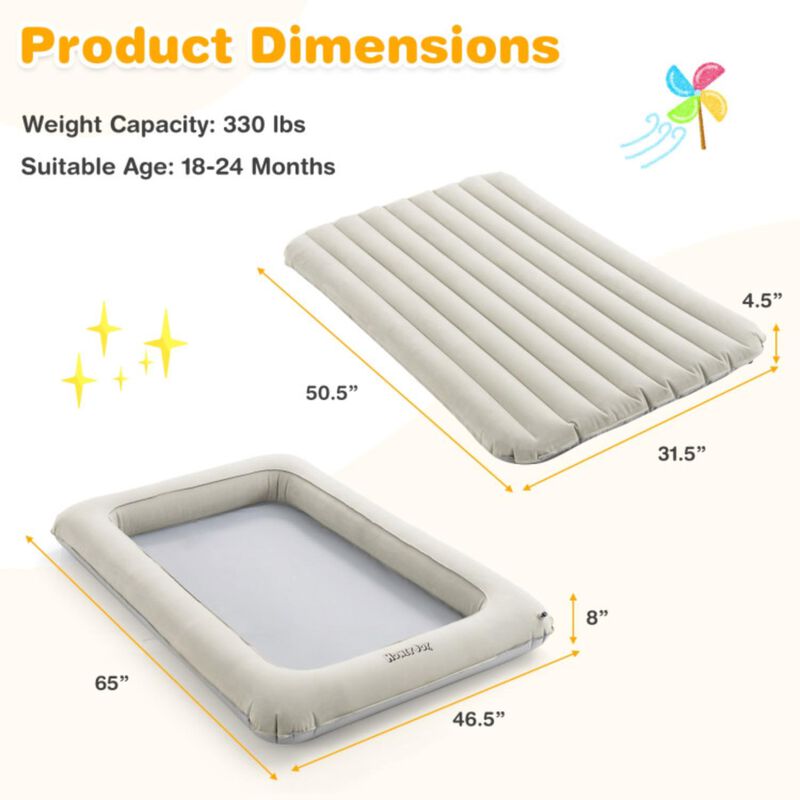 Hivvago 2-in-1 Multi-Purpose Inflatable Toddler Travel Bed Air Mattress Set with Electric Pump