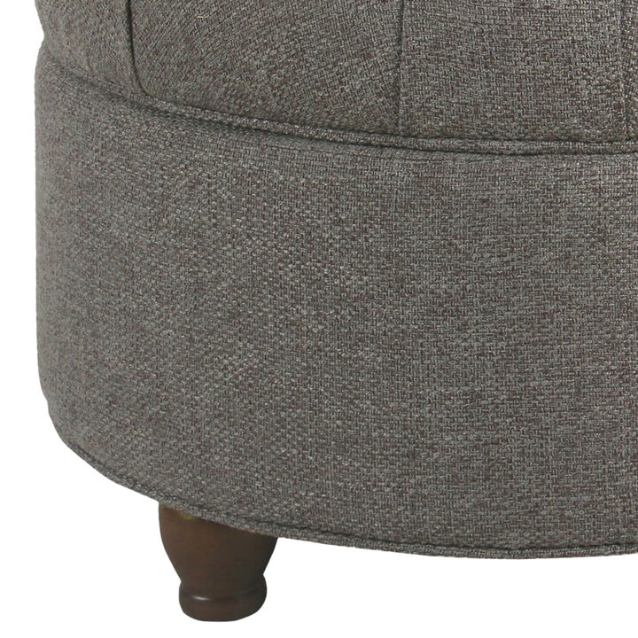 Fabric Upholstered Wooden Ottoman with Tufted Lift Off Lid Storage, Dark Gray - Benzara