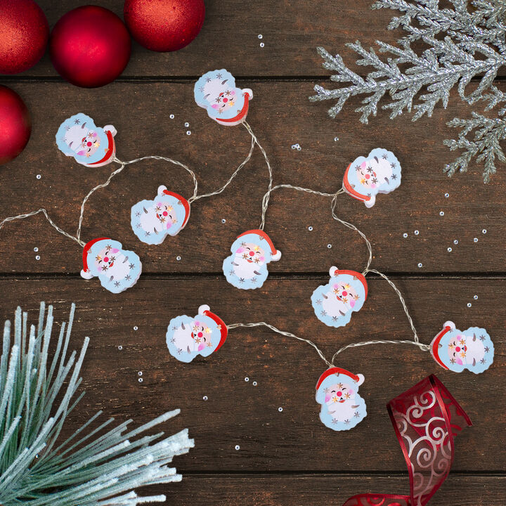 10-Count LED Santa Claus Christmas Fairy Lights  4ft  Copper Wire