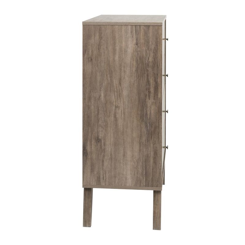 Prepac Milo Mid Century Modern  4-drawer Chest, Drifted Gray