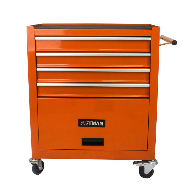 4 Drawers Multifunctional Tool Cart With Wheels-Orange