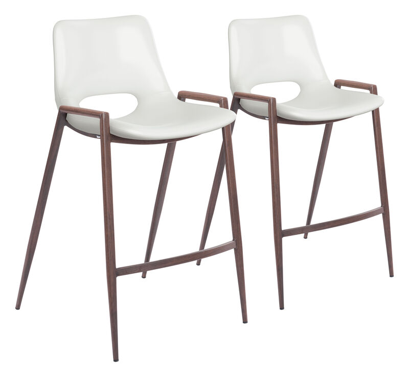 Desi Counter Stool (Set of 2) White & Walnut