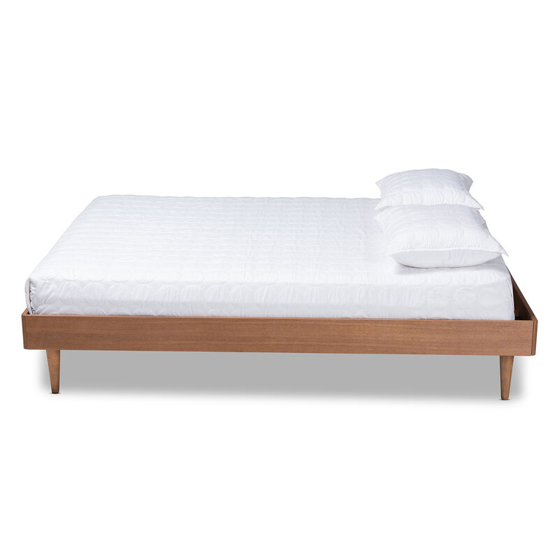 Baxton Studio Rina Mid Century Modern Ash Wanut Finished Queen Size Wood Bed Frame