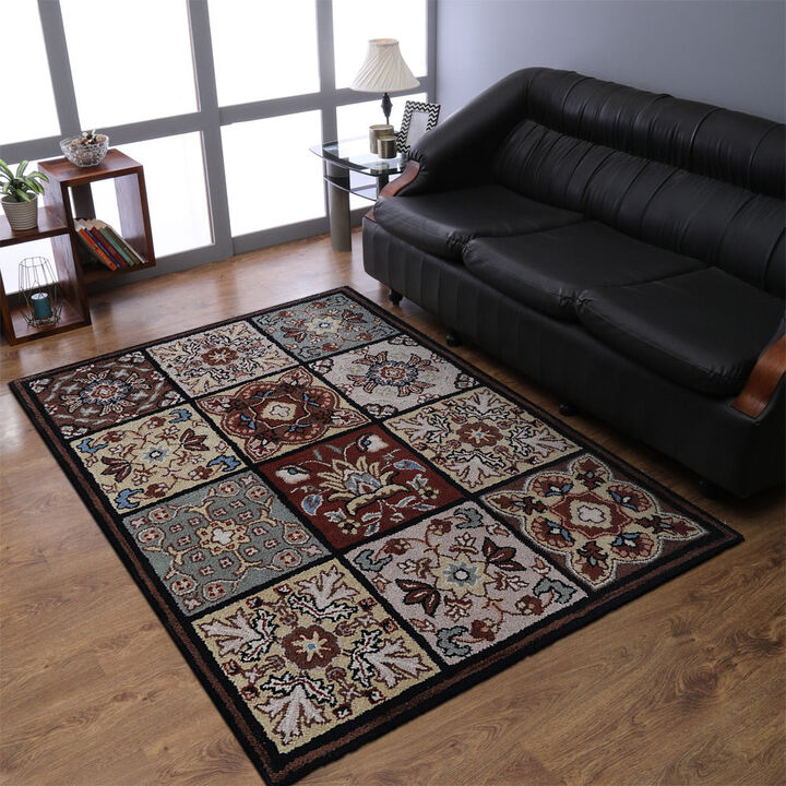 RUGSOTIC CARPETS HAND TUFTED WOOL ECO-FRIENDLY AREA RUGS  - 5'x8', Rectangle Shape, Multicolor, Floral Modern Design, High Pile Thick Handmade Area Rugs for Living Room, Bed Room (K0TM14)