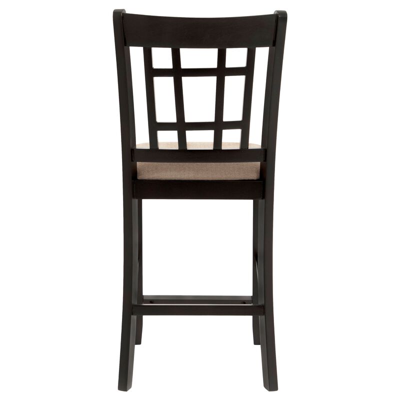 Contemporary Armless Counter Height Chair, Espresso Brown & beige , Set of 2-Benzara