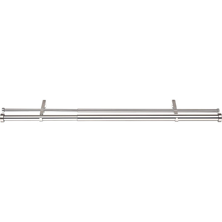 Linen Avenue End Cap Double Window Curtain Rod Set, 28 to 48-Inch, Brushed Nickel