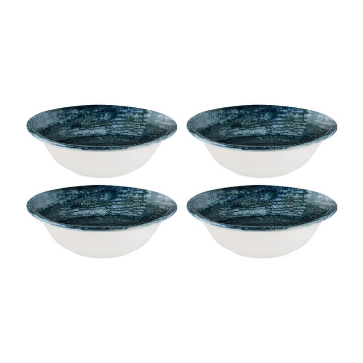 Patera Denim dia.6.25" h:2" 13 oz. Round Decorated Porcelain Bowl (Set of 4)