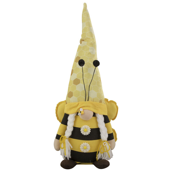 16" Black and Yellow Springtime Bumblebee Girl Gnome Figure