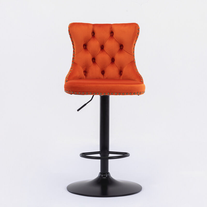 Modern Adjustable Velvet Bar Stools, Set of 2