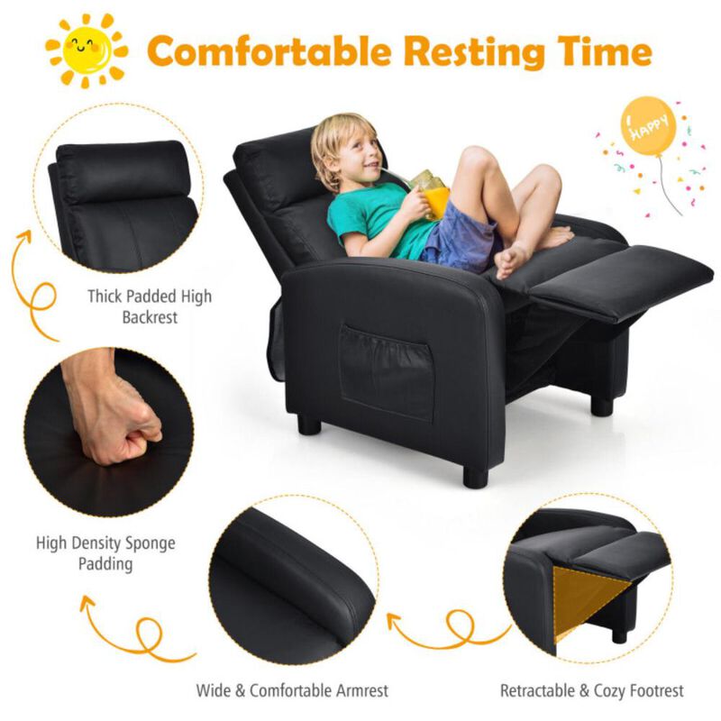 Hivvago Ergonomic PU Leather Kids Recliner Lounge Sofa for 3-12 Age Group