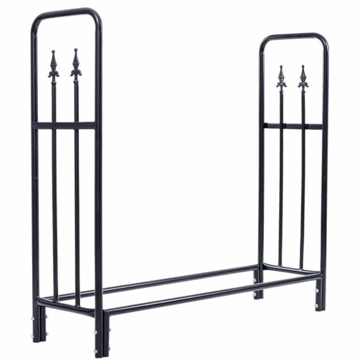 Hivvago 4 Feet Outdoor Heavy Duty Steel Firewood Wood Storage Rack