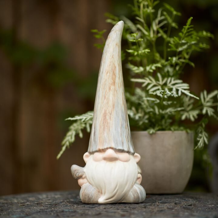 Modern Terra Cotta Gnome Figurine with Marble Finish for Garden Décor, Outdoor Decor, and Landscaping (Set of 2)