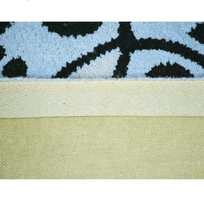 RUGSOTIC CARPETS HAND TUFTED WOOL ECO-FRIENDLY AREA RUGS  - 5'x7'6'', Rectangle Shape, Beige & Black, Contemporary Modern Design, High Pile Handmade Area Rugs for Living Room, Bed Room (K03083)