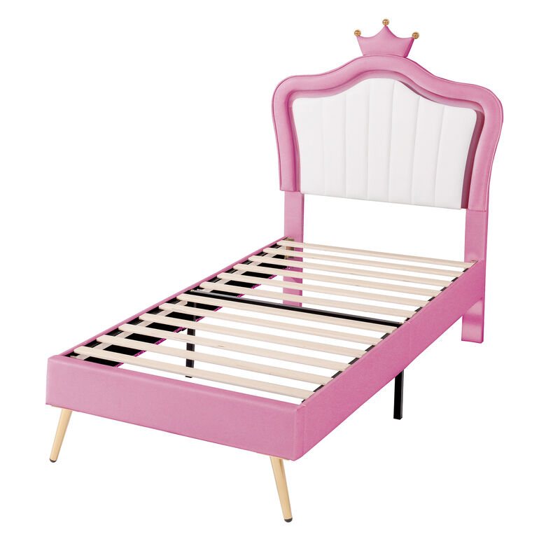 Merax Modern Princess Bed With Crown Headboard