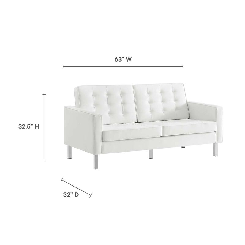 Loft Tufted Vegan Leather Loveseat
