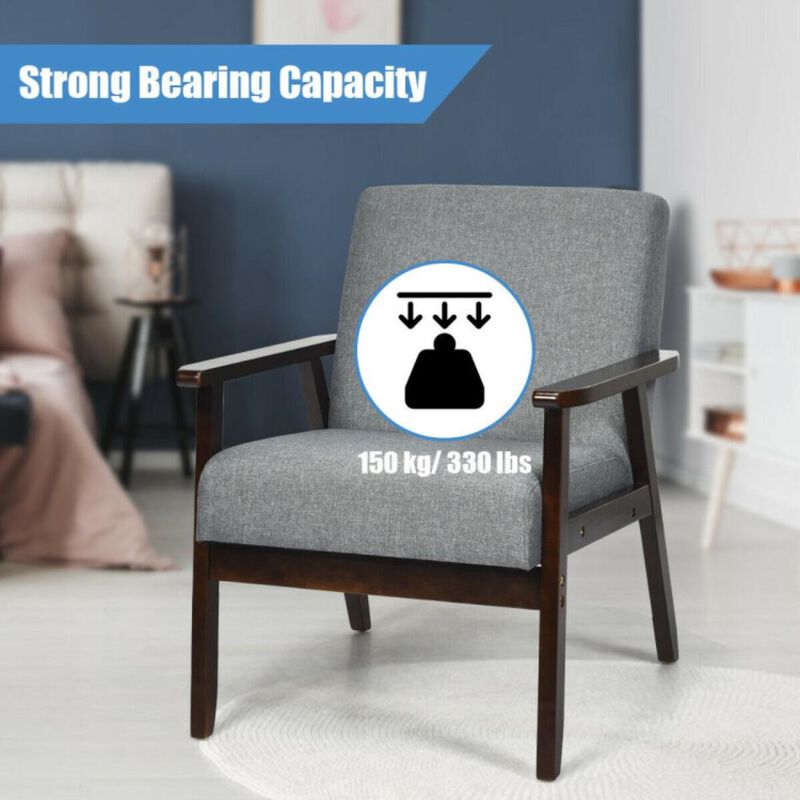 Hivvago Solid Rubber Wood Fabric Accent Armchair