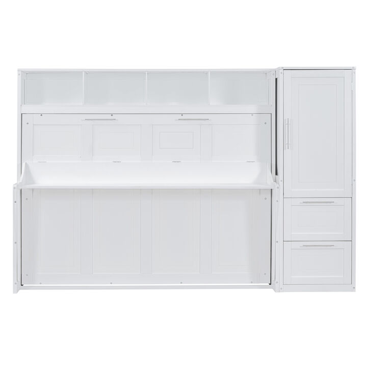 Merax Murphy Bed Wall Bed with Closet and Drawers