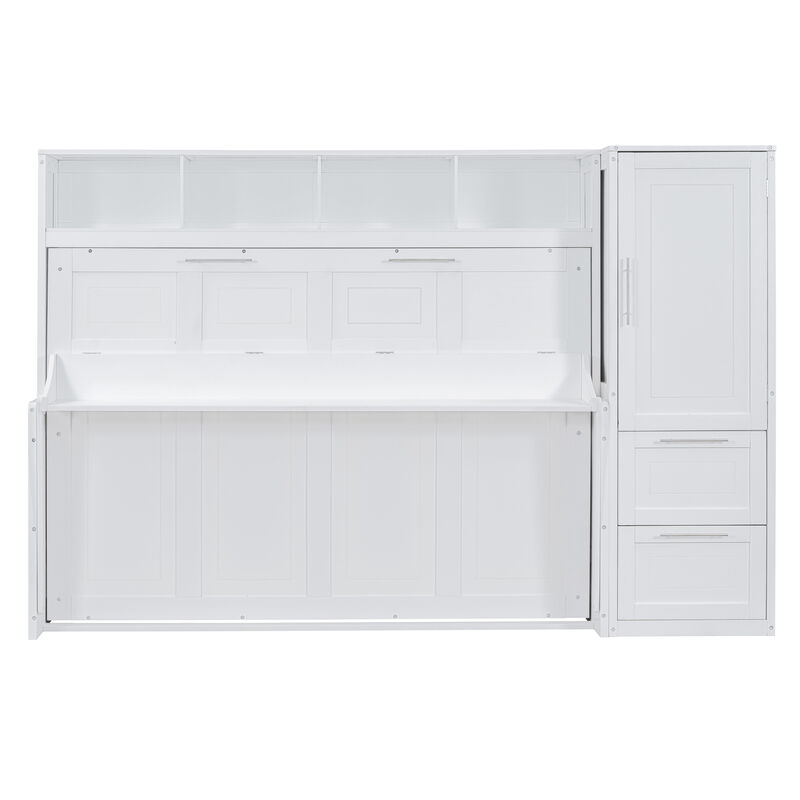 Merax Murphy Bed Wall Bed with Closet and Drawers
