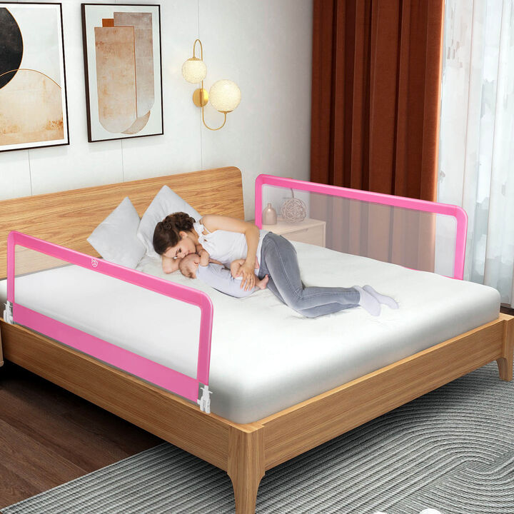 Folding Breathable Baby Bed Rail Guard with Safety Strap for Secure and Comfortable Sleep