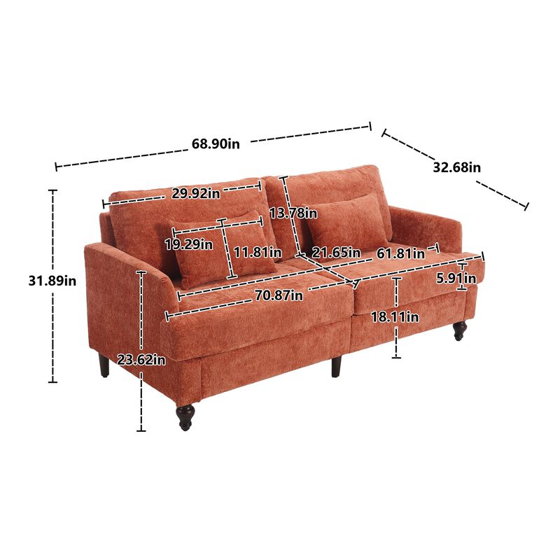 Mondawe Mid Century Chenille Fabric Loveseat Sofa, 2-Seat Upholstered Modern Couch