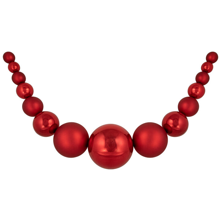 6' Red Shiny and Matte Shatterproof Ball Christmas Swag