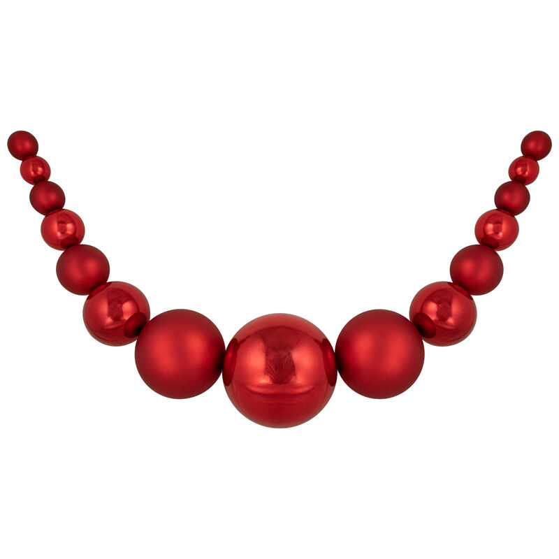 6' Red Shiny and Matte Shatterproof Ball Christmas Swag