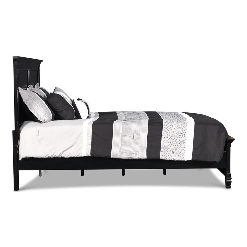 New Classic Furniture Furniture Tamarack Contemporary Solid Wood 5/0 Q Panel Bed in Black