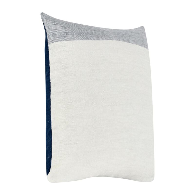 Throw Pillow, 22 Inch Subtle Stripe Design, White Gray Flax Linen - Benzara