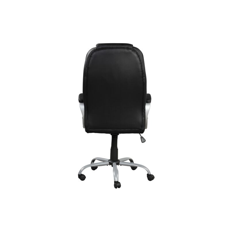 30 Inch Office Chair, 360 Degree Swivel, Cushioned Black Faux Leather - Benzara