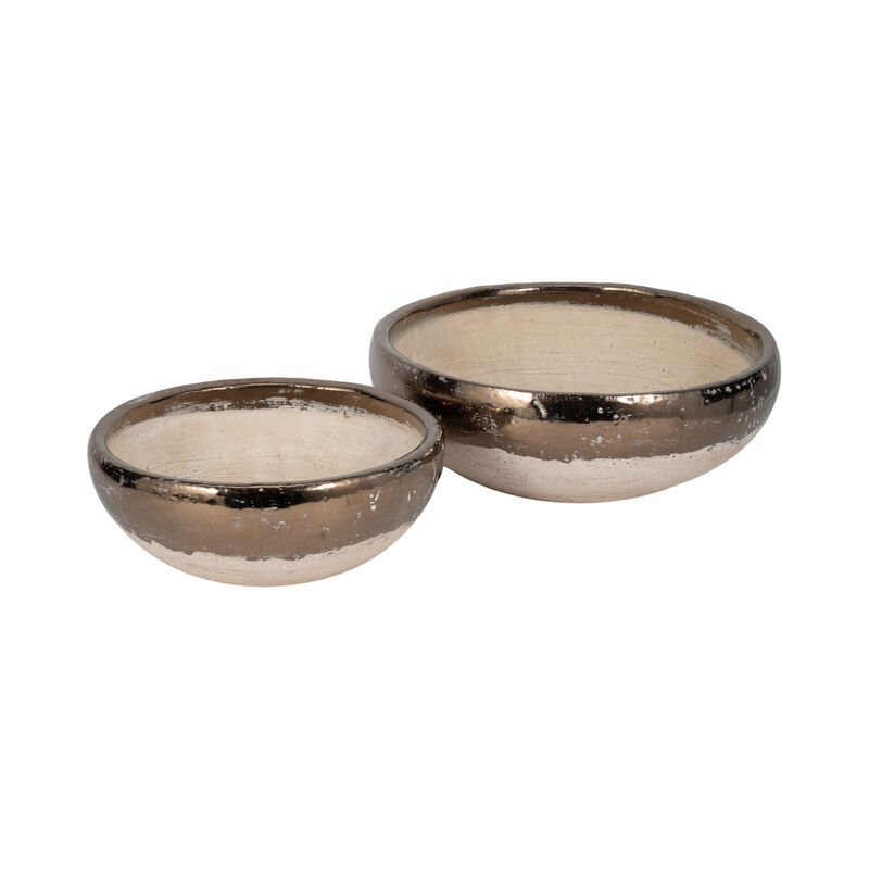 Gold Rim Terracotta Bowls set