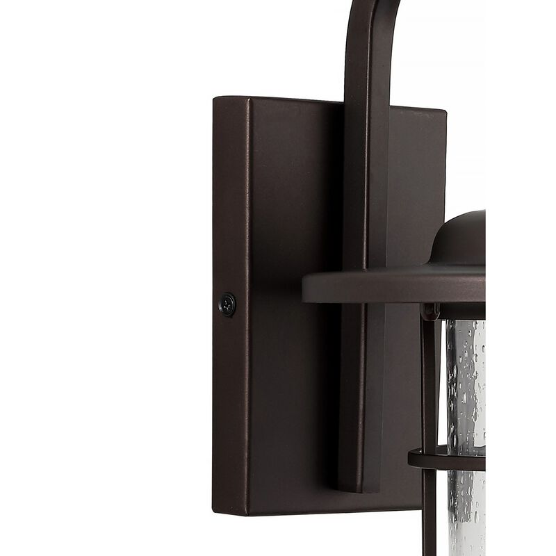 Westfield 1-Light Iron/Seeded Glass Rustic Industrial Cage LED Outdoor Sconce