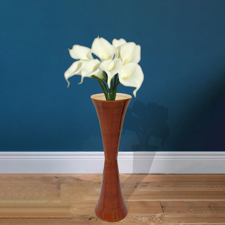 Decorative Modern Bamboo Display Floor Vase Hourglass Shape, 27 Inch Natural