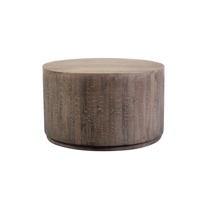 Porter Designs Drum Gray Wash Mango Wood Coffee Table, Gray