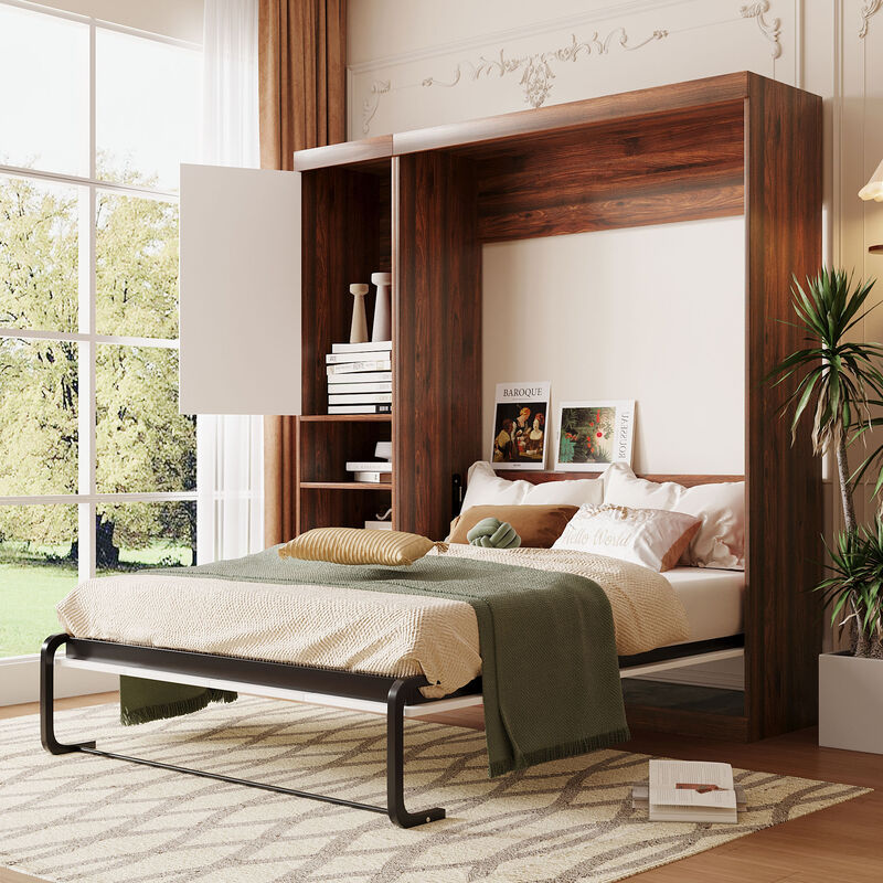 Merax Murphy Bed Wall Bed with Cabinet