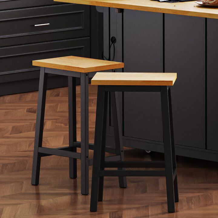 Merax Farmhouse Solid Wood Bar Stools Kitchen Counter Stools with Footrests