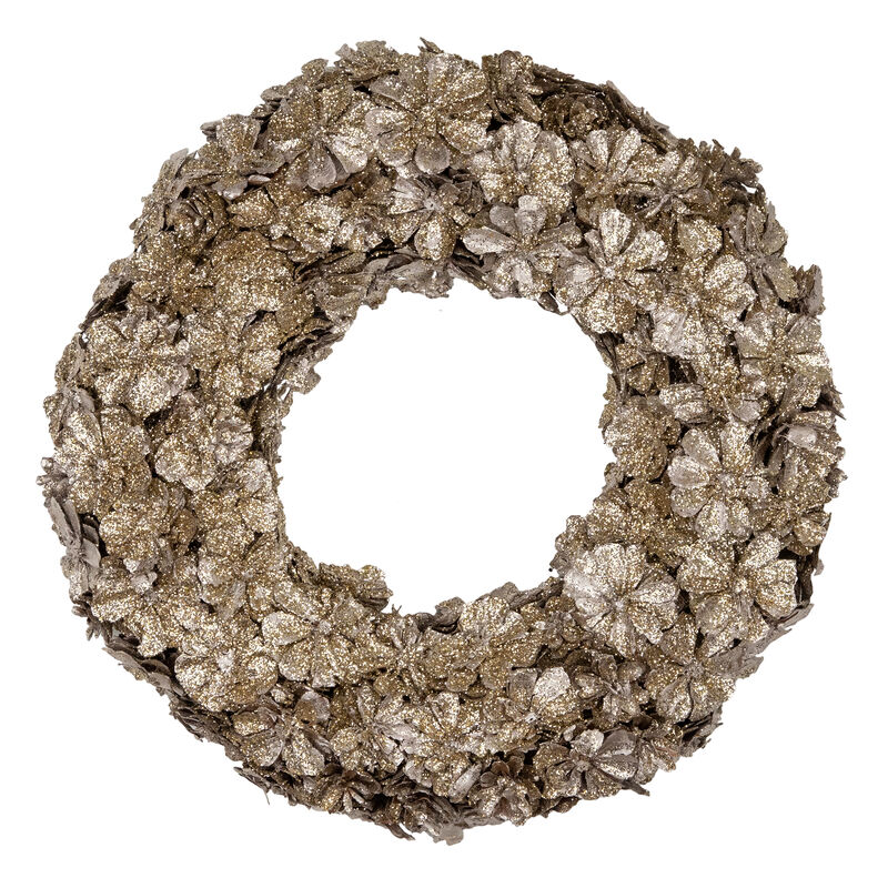Gold Glitter Pine Cone Artificial Christmas Wreath  12-Inch