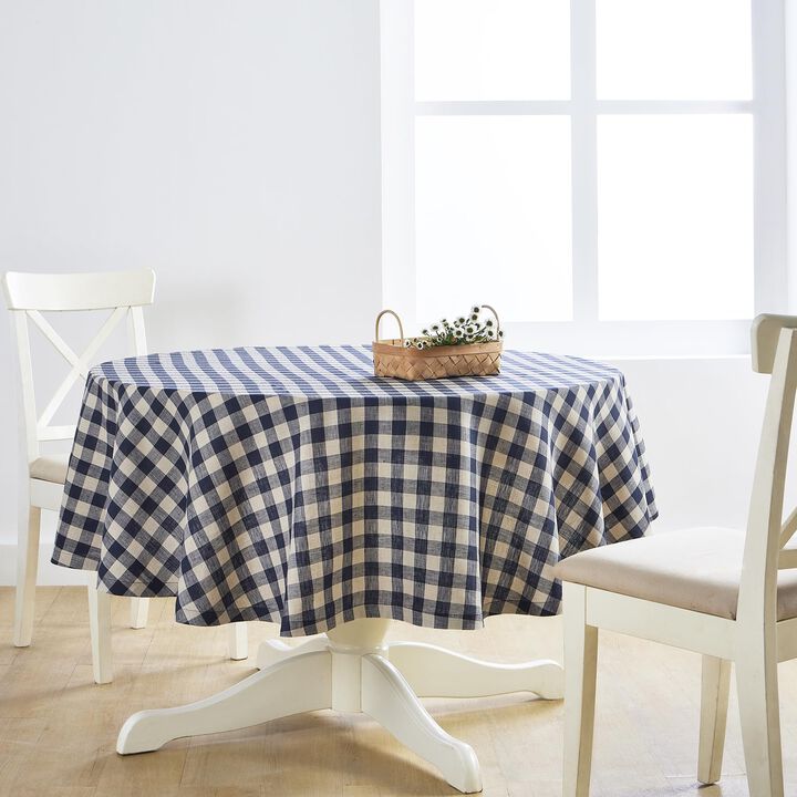 Solino Home 100% Pure Linen Round Tablecloth |Morgan Check