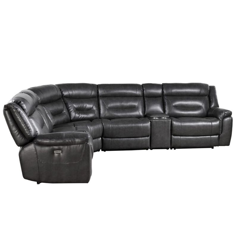 Leather-Aire Sectional Reclining Sofa Power Motion