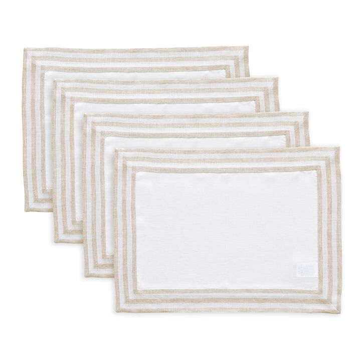 Solino Home 100% Pure Linen Placemats 14 x 19 Inch Set of 4 |Mila