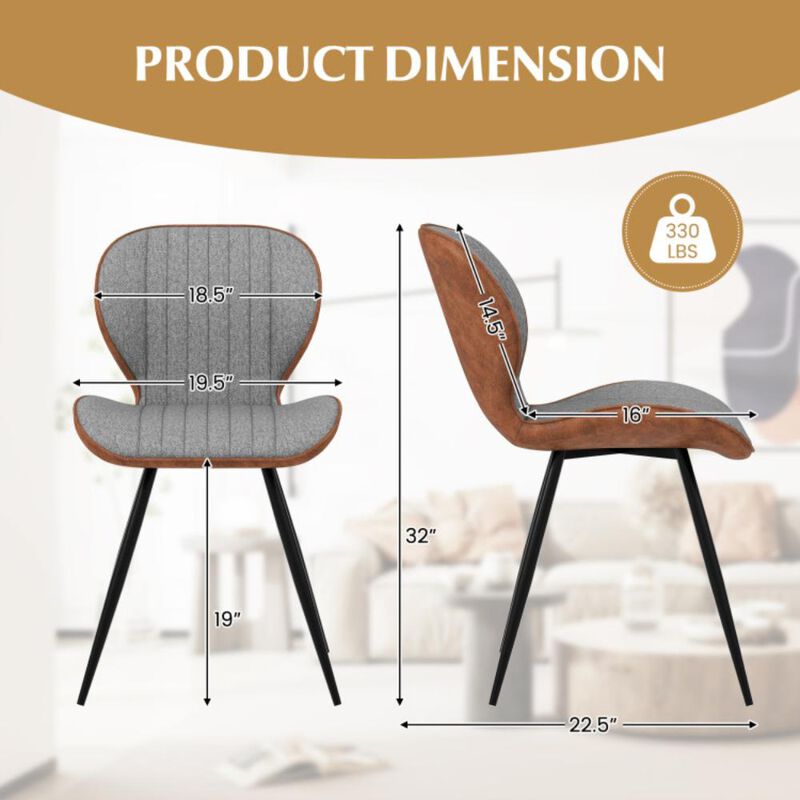 Hivvago Set of 2 Armless Dining Chair Modern Accent Chairs with Curved Backrest